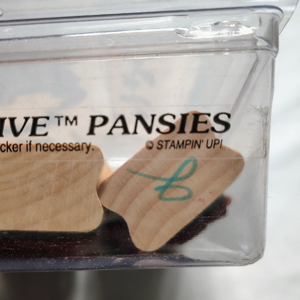 Vintage Stampin Up‎ Wood Stamps Definitely Decorative Pansies 1996 Set 4 Retired - Picture 4 of 4